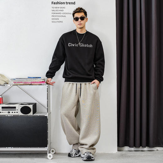 徐太浪【cleanfit 字母印花】加绒卫衣男秋冬潮流百搭休闲打底衫 商品图3