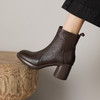 【预售5天】英伦风厚底马丁靴女真皮粗跟大码靴新款秋冬季高跟短靴KL717 商品缩略图0