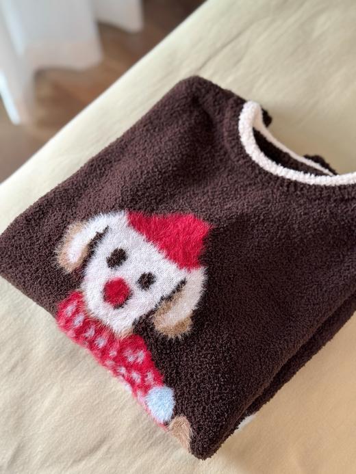 圣诞趣味小狗印花  冬季 半边绒睡衣套装  休闲家居服 可外穿  软乎乎的暖~享受居家的每一天 商品图2