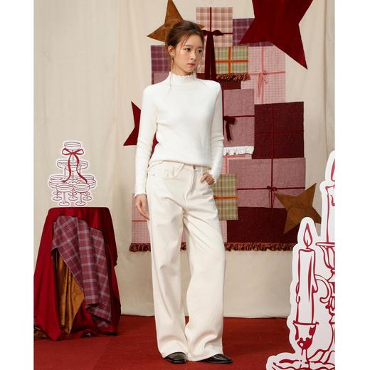 【礼物季】软糯木耳边中领针织衫打底衫-纪念日百货门店同款167448659 商品图3