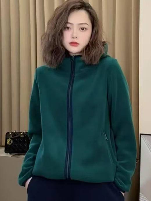 MZ-200269 时尚妈妈秋冬季摇粒绒外套女2025新款时尚休闲连帽双面绒拉链上衣 商品图0