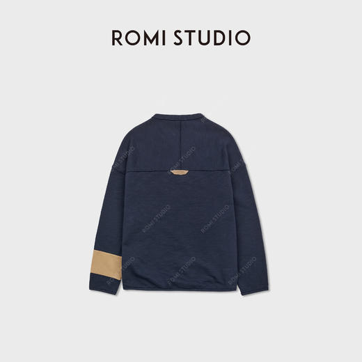 ROMI STUDIO“休闲美式”v领竹节棉做旧洗水套头卫衣 RWCWSY6750 商品图1