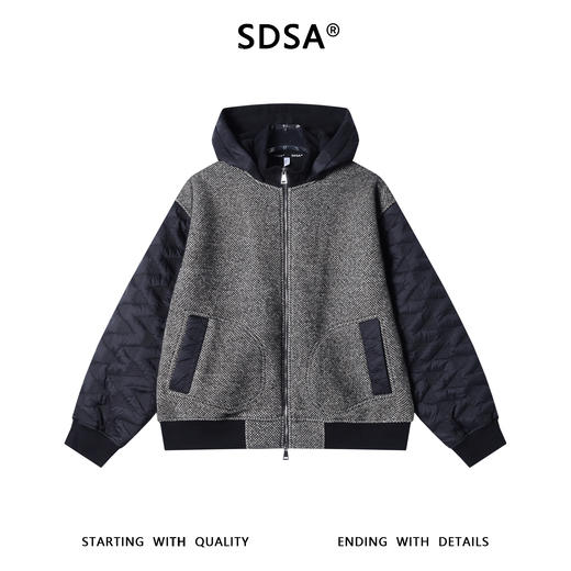 WT282SDSA男士秋冬新款痞帅男装韩版简约撞色拉链立领连帽卫衣外套百搭 商品图1