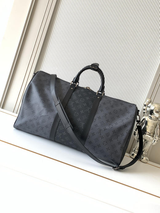 秋冬特惠💰1500 渠道级LV【全钢 MB163c01变码芯片】te级LV 全套包装 M45392黑灰花 Keepall Bandoulière 50 旅行袋 商品图2