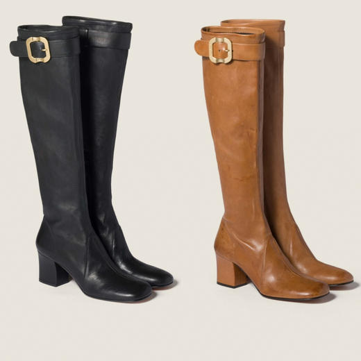 MIU-SH 金属扣高跟弹力长靴 商品图0