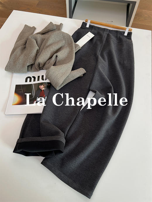会员福利【绵羊毛+内里磨毛/不垮垂感】拉夏贝尔/La Chapelle秋冬新款通勤直筒裤！高级感斜纹加厚西裤 商品图1