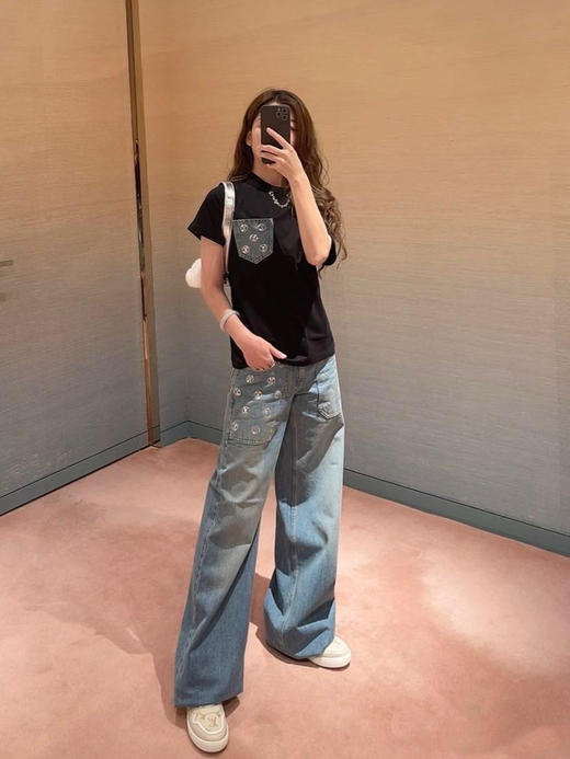 驴家 25秋冬新款 珠片蓝色牛仔裤(TM) 商品图5