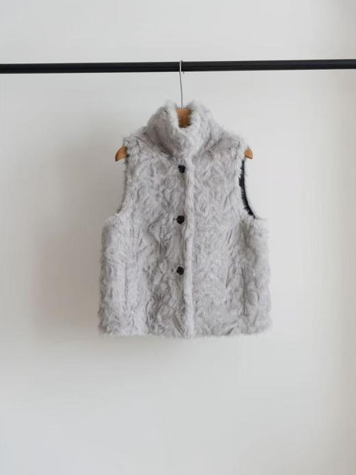 环保皮草高领马甲 商品图0