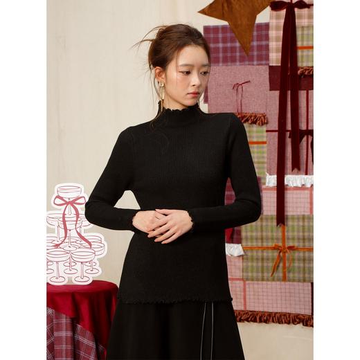 【礼物季】软糯木耳边中领针织衫打底衫-纪念日百货门店同款167448659 商品图1