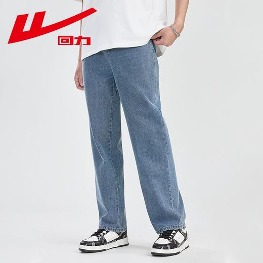 回力牛仔裤男2025秋冬新款加绒加厚美式高街宽松直筒阔腿休闲裤子 商品图2