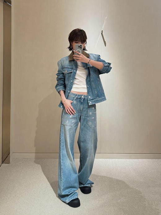 驴家 25秋冬新款 珠片蓝色牛仔裤(TM) 商品图0