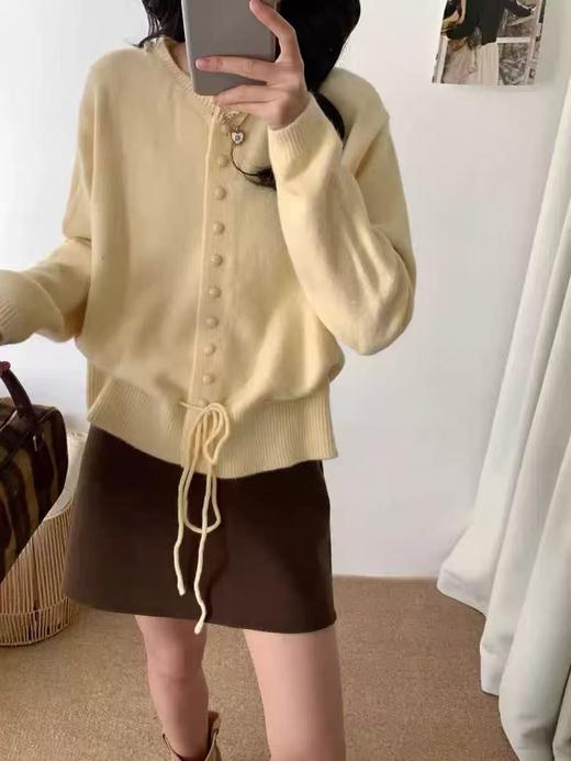 【韩系毛衣】2025 下摆抽绳短款宽松针织毛衣-喜出 商品图0