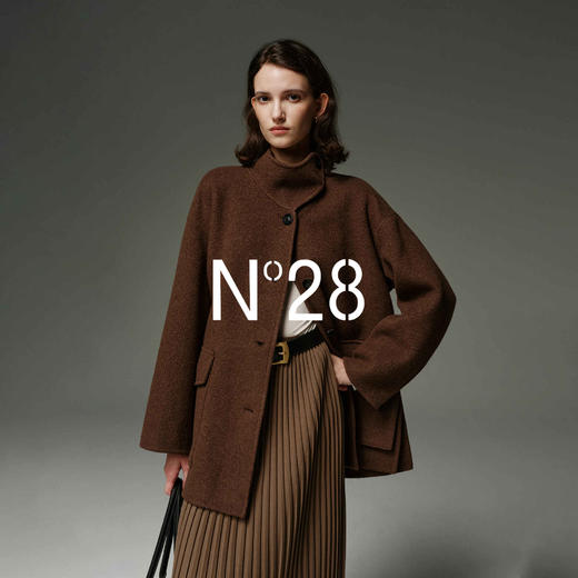 小莎同款 | N°28 立领大口袋山羊绒呢子外套女秋冬宽松休闲中长款毛呢大衣8855A1D722 商品图3