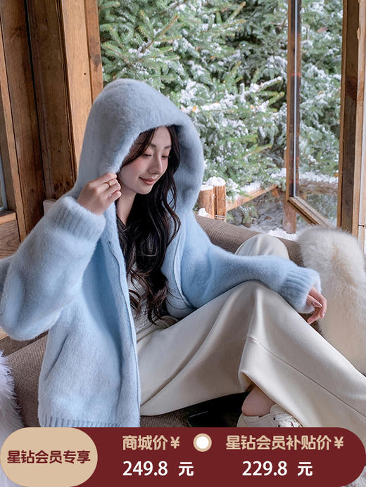 张心子【云朵布丁】秋冬毛绒连帽短外套 U2511064 商品图0