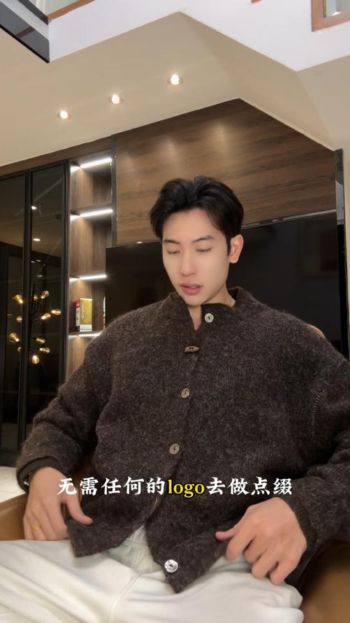 8809SDSA秋冬新款痞帅男装港风缝线纽扣开衫圆领毛衣百搭慵懒风针织衫 商品图0