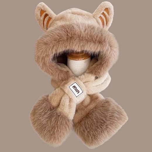 【可爱保暖❗️仿狐狸毛绒帽】一件顶三件，亲肤包裹温暖护颈，加绒加厚循环琐温，柔软温暖不宜掉毛，秋冬季东北骑车冬天围脖保暖2025新款QQ 商品图10