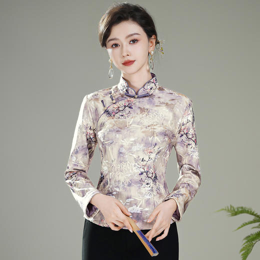 【紫芳】厚保暖女士中国风，唐装盘扣旗袍上衣外套XGT-T25151 商品图2