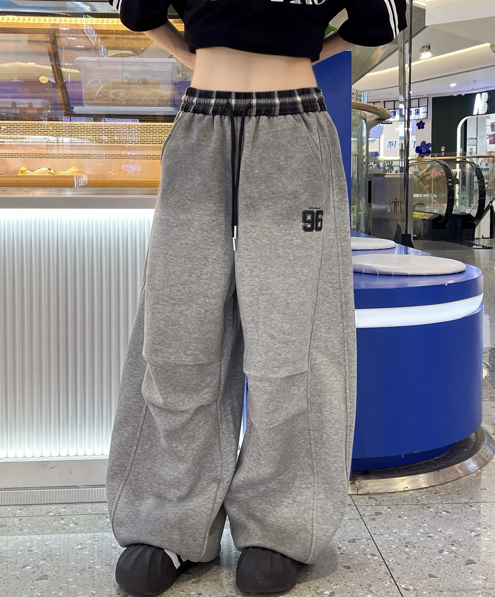 NC加绒（薄绒）撞格子腰头撞色渐变阔腿裤50905 冬季 033524000886