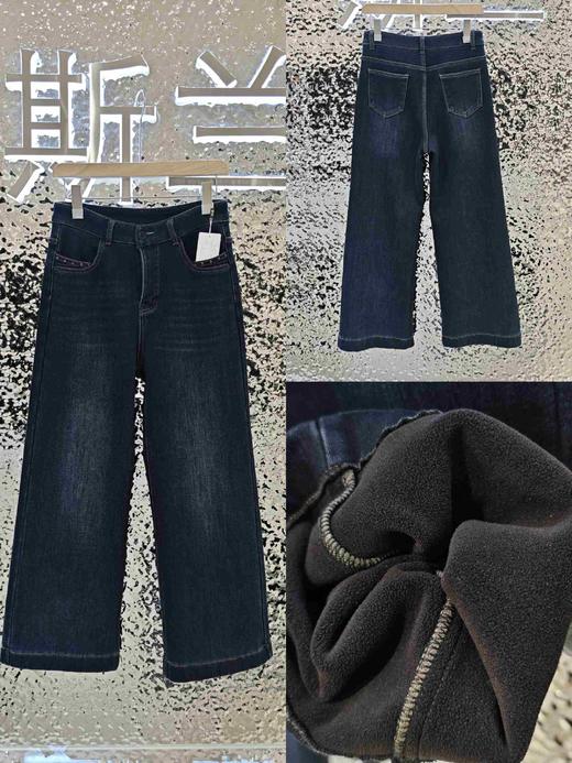 505180牛仔加绒阔喇裤 商品图0