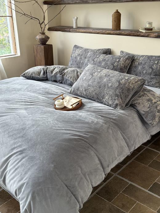 澄鱼生活原麻提花宝宝绒四件套+同花色布袋 舒适透气 亲肤保暖 不起静电 不爱掉毛 植物浸染 A面法式提花 B面加绒 商品图6