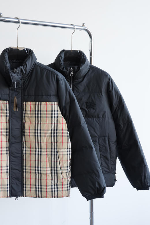 B.B 双面穿拼接格纹印花立领宽松羽绒服 YR185 商品图4
