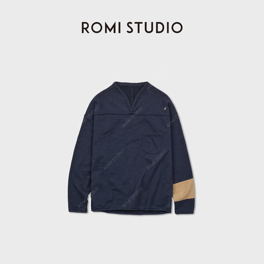 ROMI STUDIO“休闲美式”v领竹节棉做旧洗水套头卫衣 RWCWSY6750 商品图0