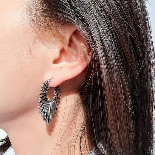 设计感细腻太阳花光芒金属耳圈-纪念日百货门店同款167796071 商品图1