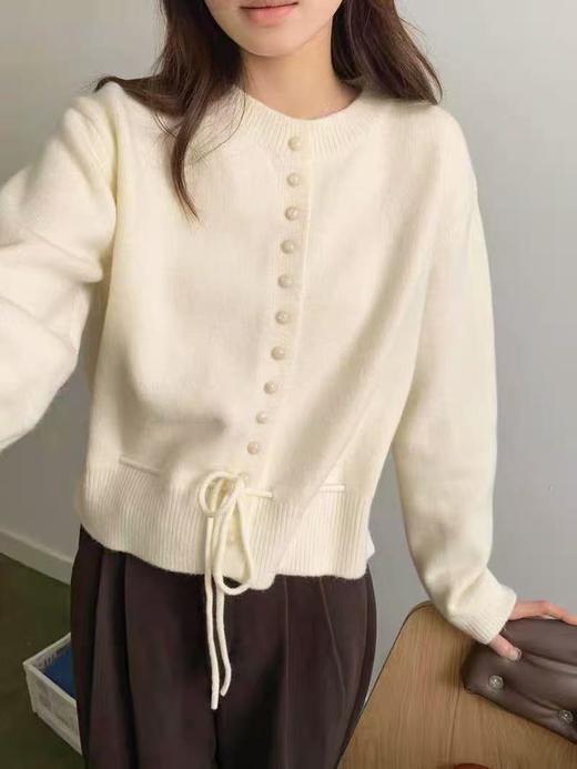 【韩系毛衣】2025 下摆抽绳短款宽松针织毛衣-喜出 商品图1