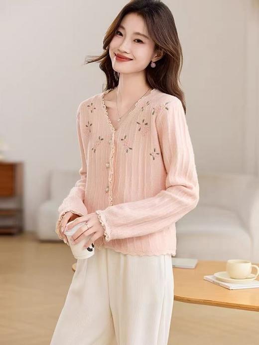 【韩系毛衣】2025法式温柔风花朵针织毛衣开衫-喜出 商品图1