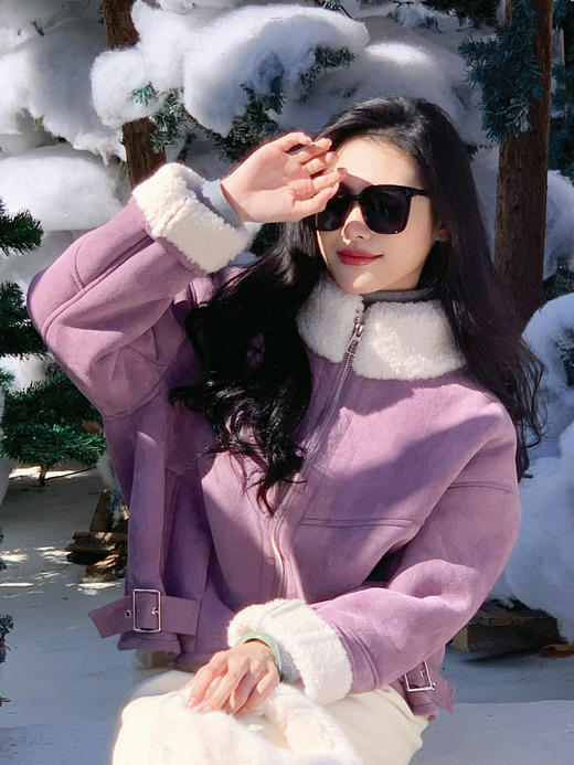 【百图lulu定制】【牧羊人麂皮外套】皮毛一体 外麂皮 内羊羔毛 防风保暖外套 商品图5