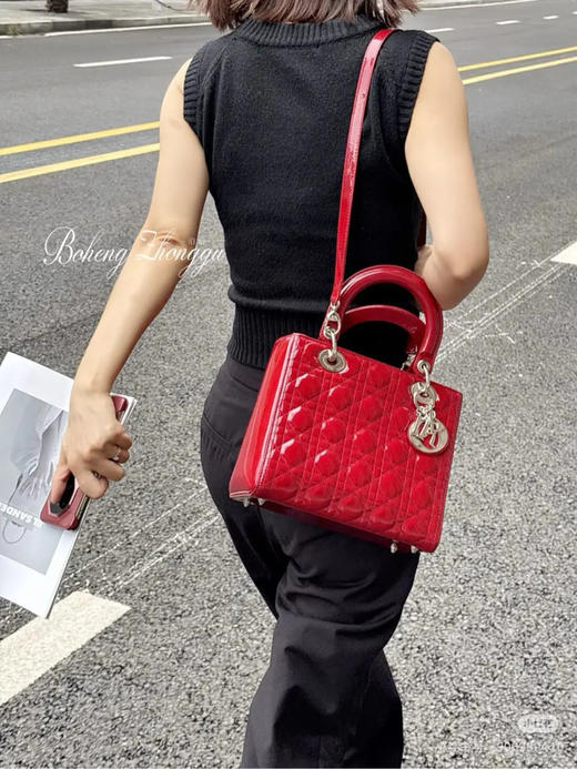 Dior 五格 红金 藤格纹 漆皮 戴妃包 商品图3