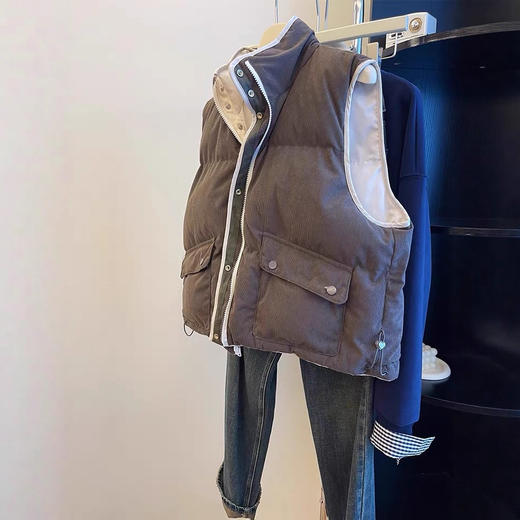 正反双面穿！拉链棉服马甲！女款2025秋季加厚保暖无袖坎肩叠穿马夹外套！ 商品图1