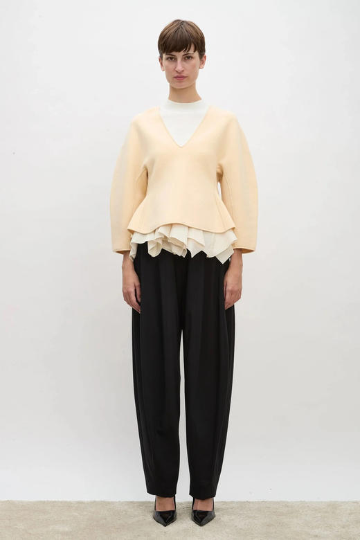 Ashlyn 25AW 奶油色/黑色Henry V领羊毛雕塑上衣 商品图8
