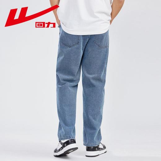回力牛仔裤男2025秋冬新款加绒加厚美式高街宽松直筒阔腿休闲裤子 商品图5