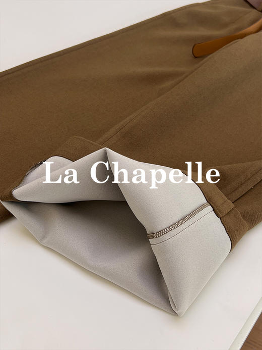 会员福利【高支斜纹+久坐顺直】拉夏贝尔/La Chapelle高腰微廓显瘦直筒裤~质感百搭加厚休闲裤（含腰带） 商品图12