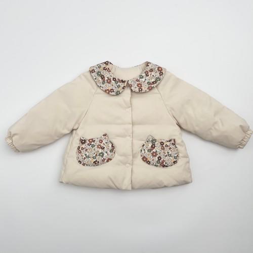 兔兔小布碎花拼接小猫口袋羽绒内胆 商品图0