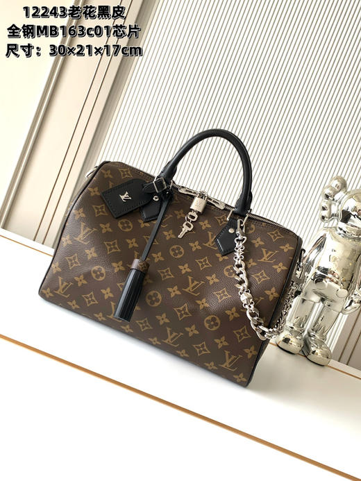 秋冬特惠💰1400 渠道级LV【全钢五金 MB163c01变码芯片】te级LV 全套包装 M12243老花黑皮 Speedy Soft 30 Dark手袋 商品图0