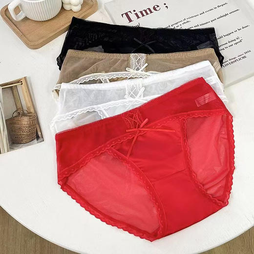 藏不住红花边女士内裤-纪念日百货门店同款167543242 商品图3