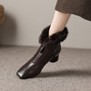 【预售5天】洋气兔毛条真皮加绒加厚前拉链棉靴冬款粗跟雪地靴中跟女靴ASZ*KL838M 商品缩略图0