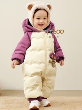 兔兔小布立体小花花朵帽子羽绒爬服