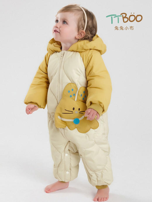 兔兔小布铃铛小兔贴布羽绒爬服 商品图0