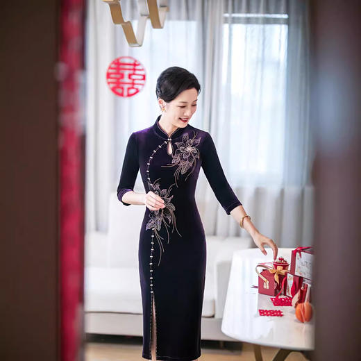 婚礼妈妈婚宴礼服，丈母娘婚纱旗袍气质高贵喜婆婆装269 商品图3