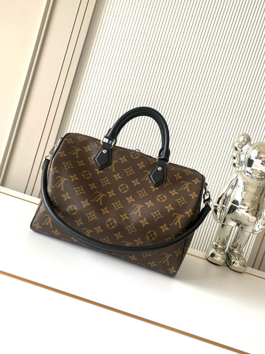 秋冬特惠💰1400 渠道级LV【全钢五金 MB163c01变码芯片】te级LV 全套包装 M12243老花黑皮 Speedy Soft 30 Dark手袋 商品图2