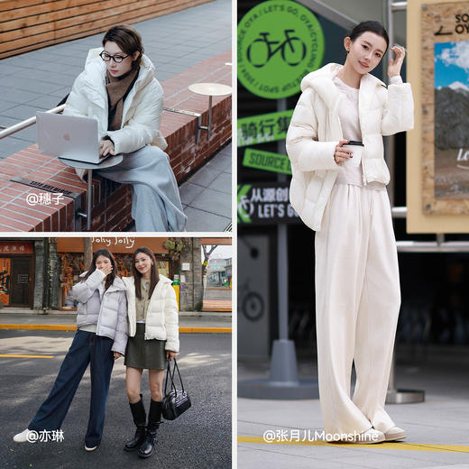 轻松|森马羽绒服女冬90绒子三防发热抗静电2025新款龟背中长外套 商品图4