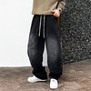 徐太浪【做旧刮烂 帅气贴布】加绒卫裤男秋冬款宽松直筒裤子长裤 商品缩略图0