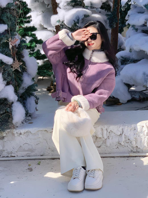 【百图lulu定制】【牧羊人麂皮外套】皮毛一体 外麂皮 内羊羔毛 防风保暖外套 商品图4