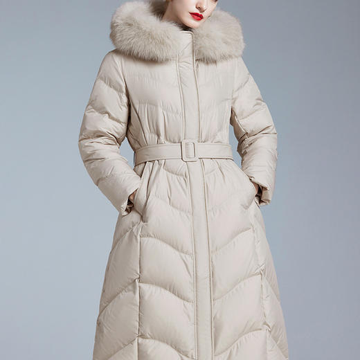 「高货kbnq」全新升级【铂金会员947/天猫1279/差价332】(14132)洛诗琳气质连帽羽绒服2025冬季长款过膝加厚保暖外套 商品图0