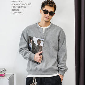 徐太浪【cleanfit 混纺保暖】假两件加绒卫衣男秋冬款打底衫上衣