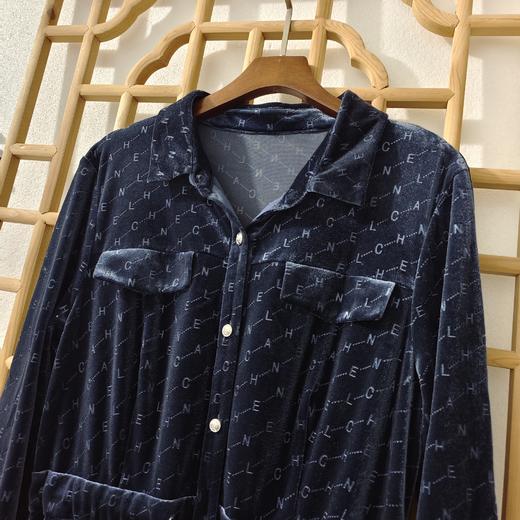 「断码清仓」字母金丝绒前开口连衣裙  L码 ZFYY115 商品图1