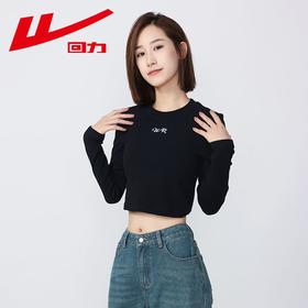 回力甜酷风T恤女圆领短款长袖2025秋季新款美式复古辣妹修身上衣